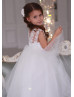 Ivory Lace Tulle V Back Flower Girl Dress